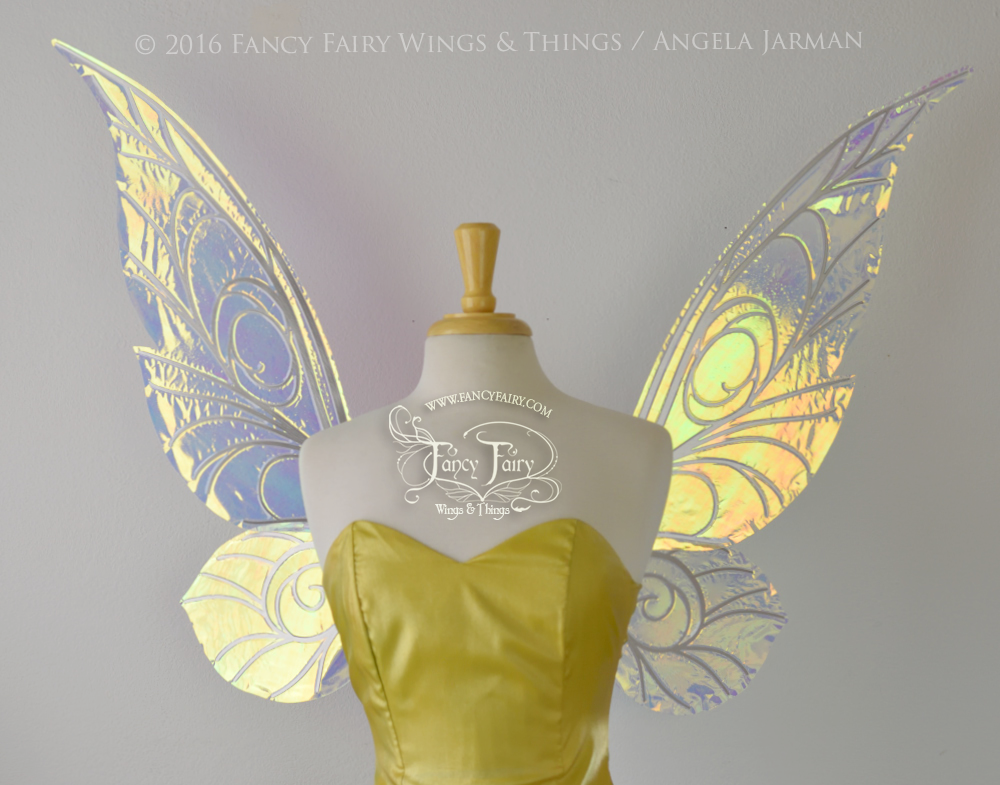 Trinket 26 inch Iridescent Fairy Wings in Clear with Silver veins