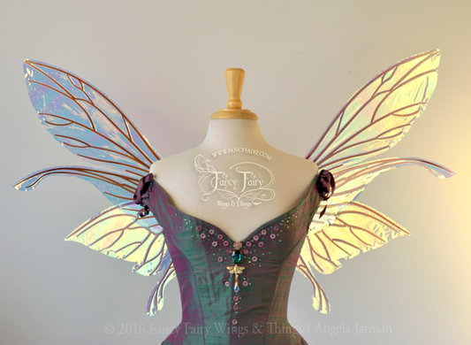 Salome Iridescent Fairy Wings in Clear Diamond Fire with Copper Veins