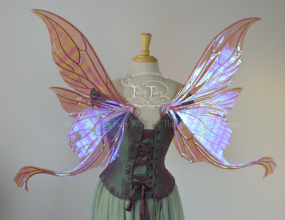 Guinevere Iridescent Fairy Wings in Berry with Gold veins