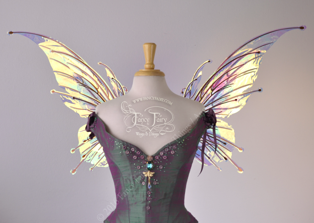 Flora Doubled Iridescent Fairy Wings in Clear with Copper Veining