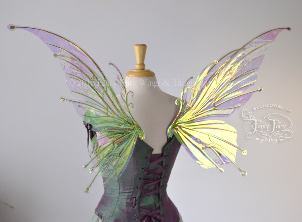 Flora Doubled Iridescent Fairy Wings in Clear with Copper Veining