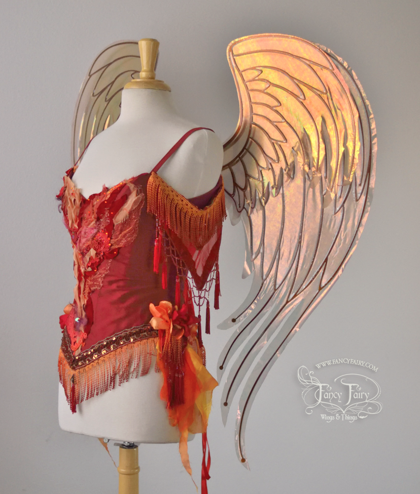 Extra Large Phoenix Fairy / Angel Hybrid Iridescent Wings in Antique Copper and Copper veins