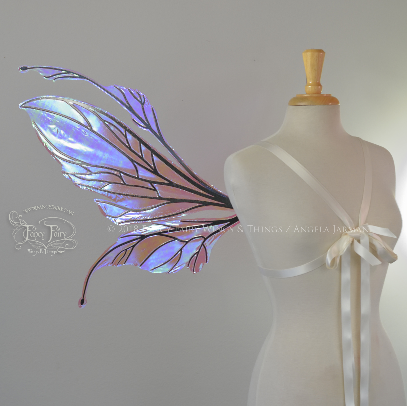 Datura Iridescent Convertible Fairy Wings in Berry with Black veins