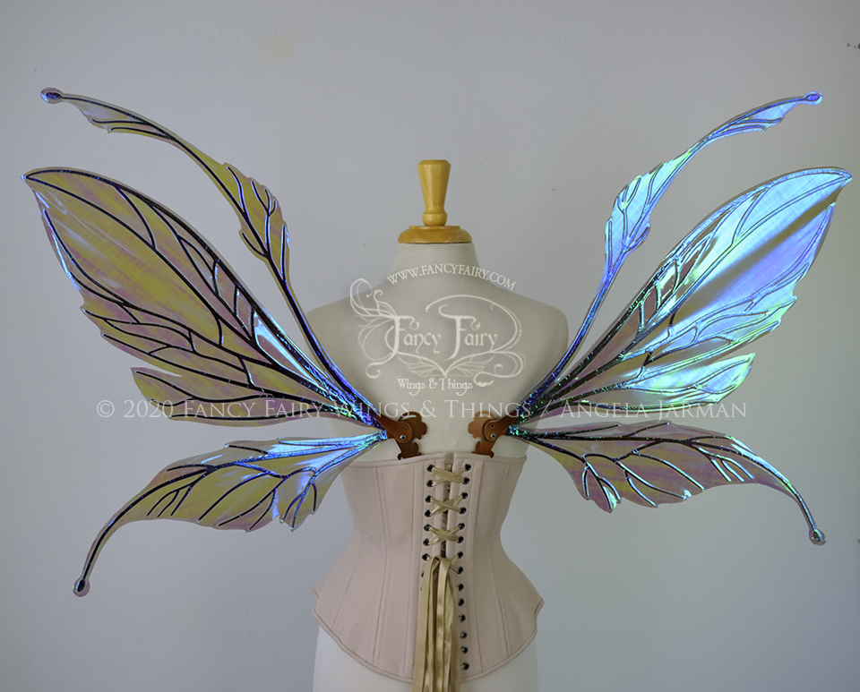 Datura Iridescent Convertible Fairy Wings in Dark Crystal with Copper veins