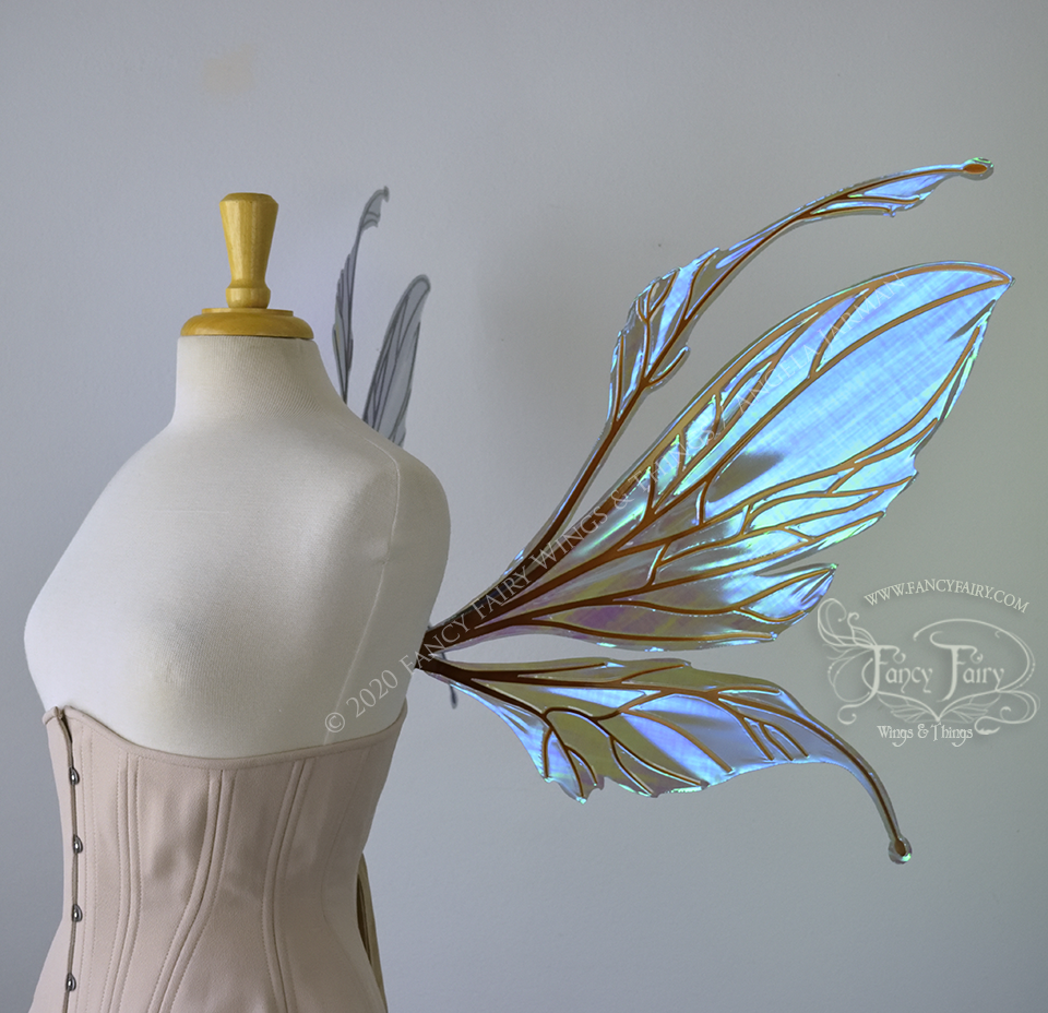 Datura Iridescent Convertible Fairy Wings in Dark Crystal with Copper veins