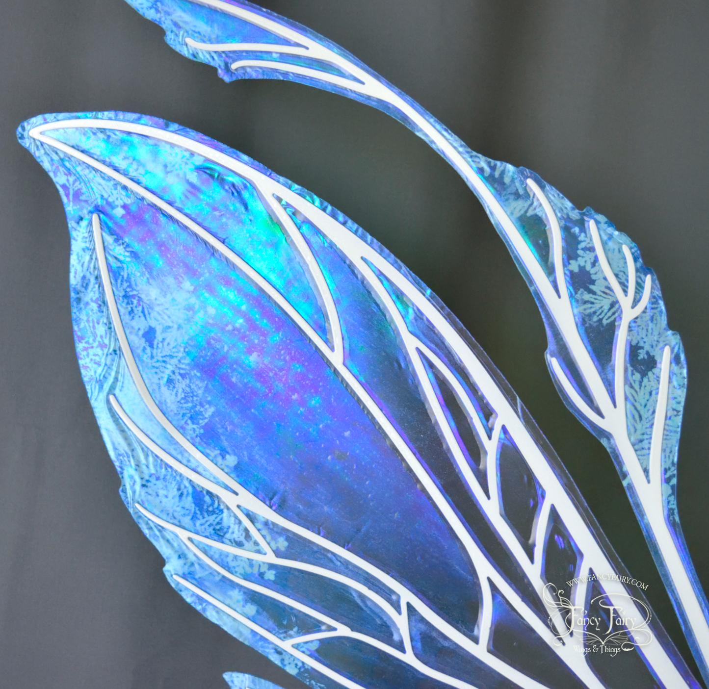 Datura Iridescent Convertible Fairy Wings in 'Frost' with white veins