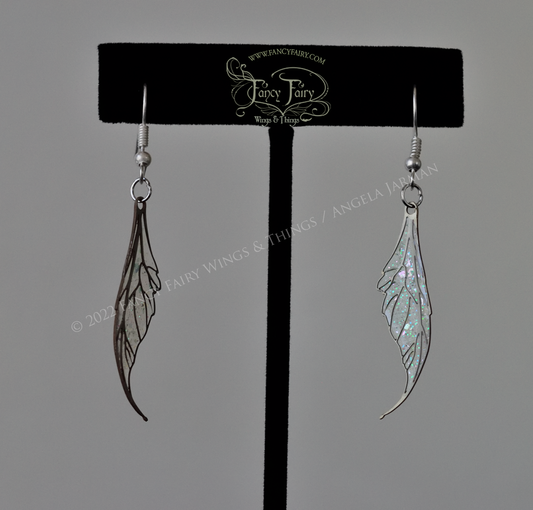Datura Fairy Wing Earrings in Silver with Glitter Resin