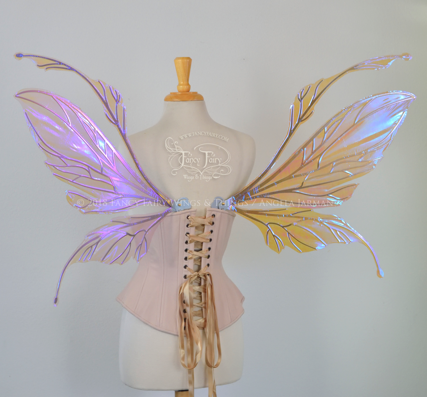 Datura Iridescent Convertible Fairy Wings in Lilac with Chrome Silver veins