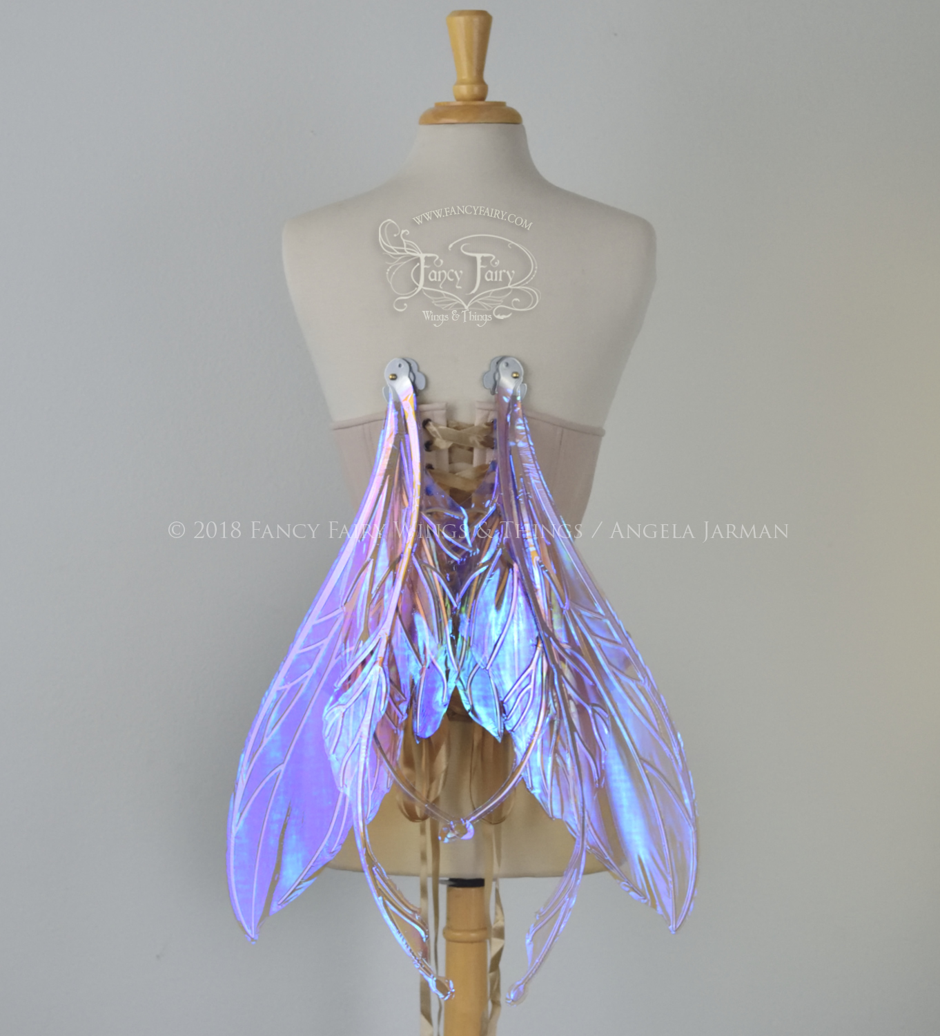 Datura Iridescent Convertible Fairy Wings in Lilac with Chrome Silver veins