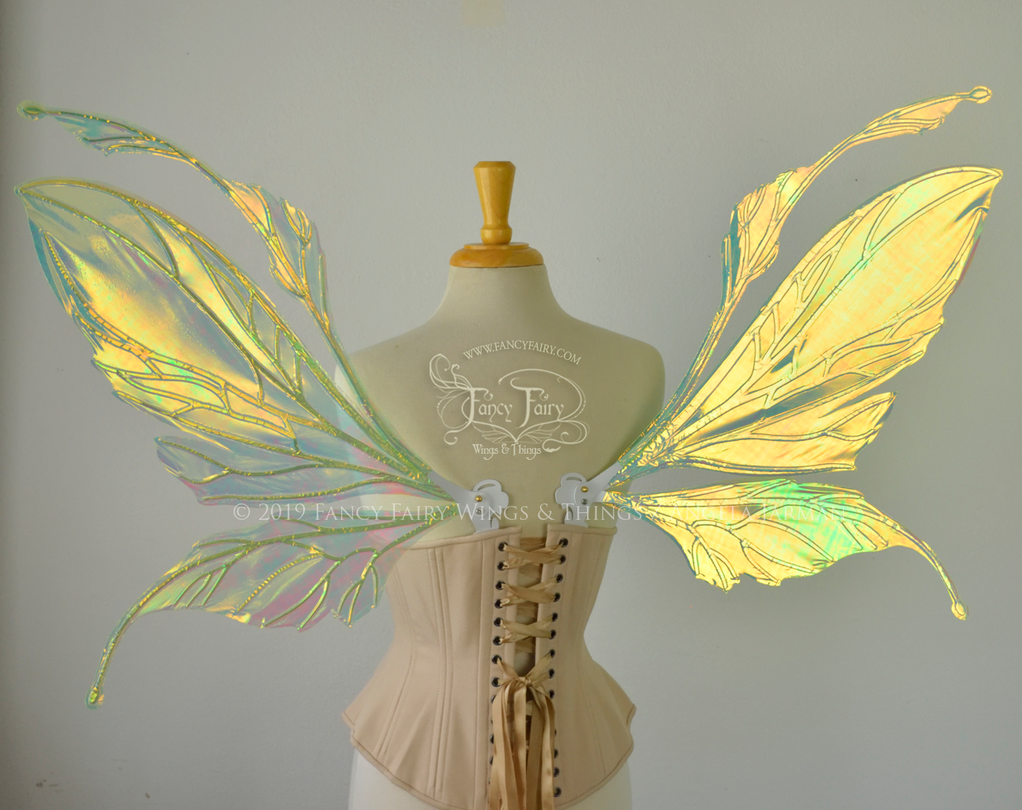 Datura Iridescent Convertible Fairy Wings in Neon Yellow with Pearl veins