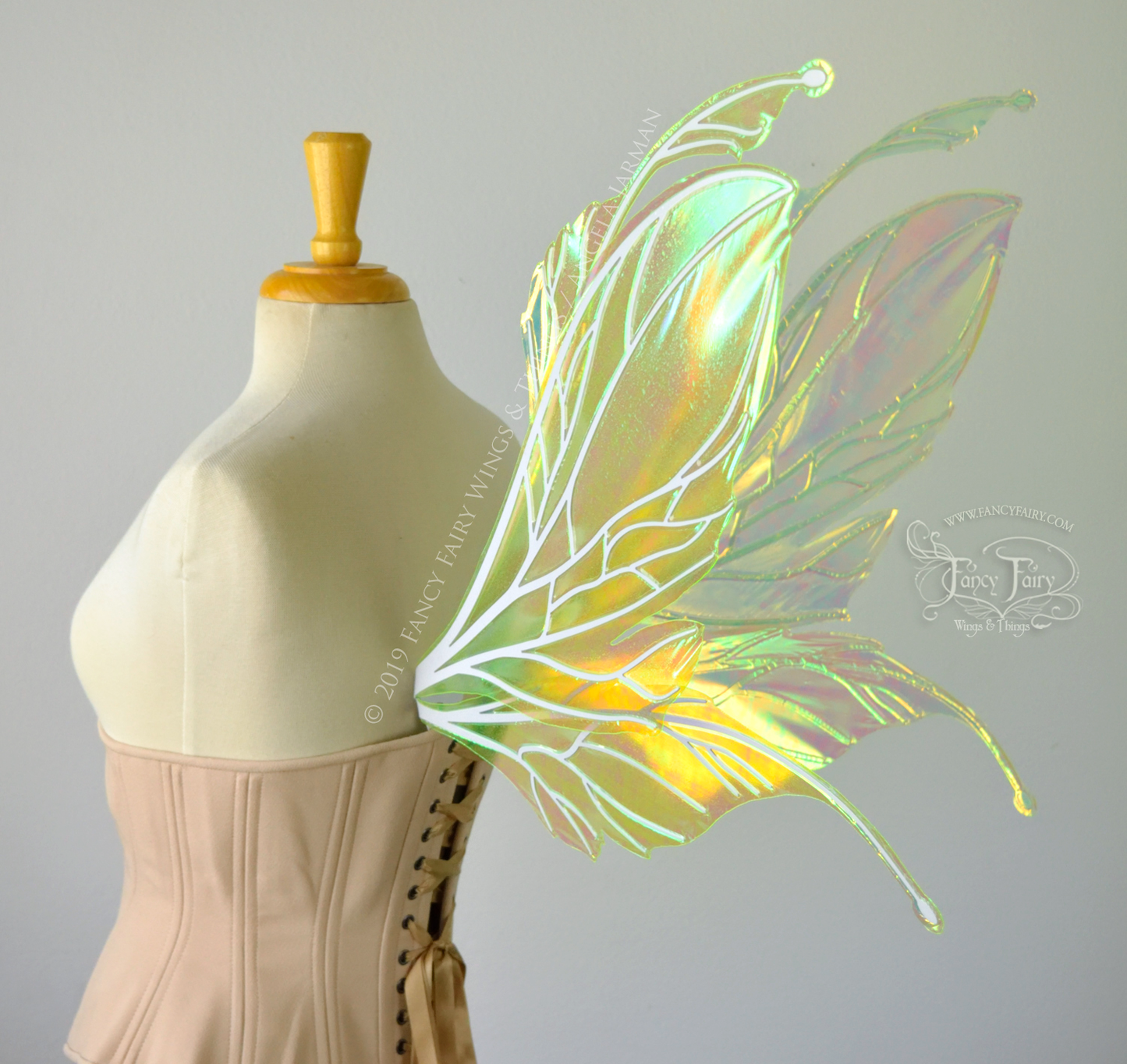 Datura Iridescent Convertible Fairy Wings in Neon Yellow with Pearl veins