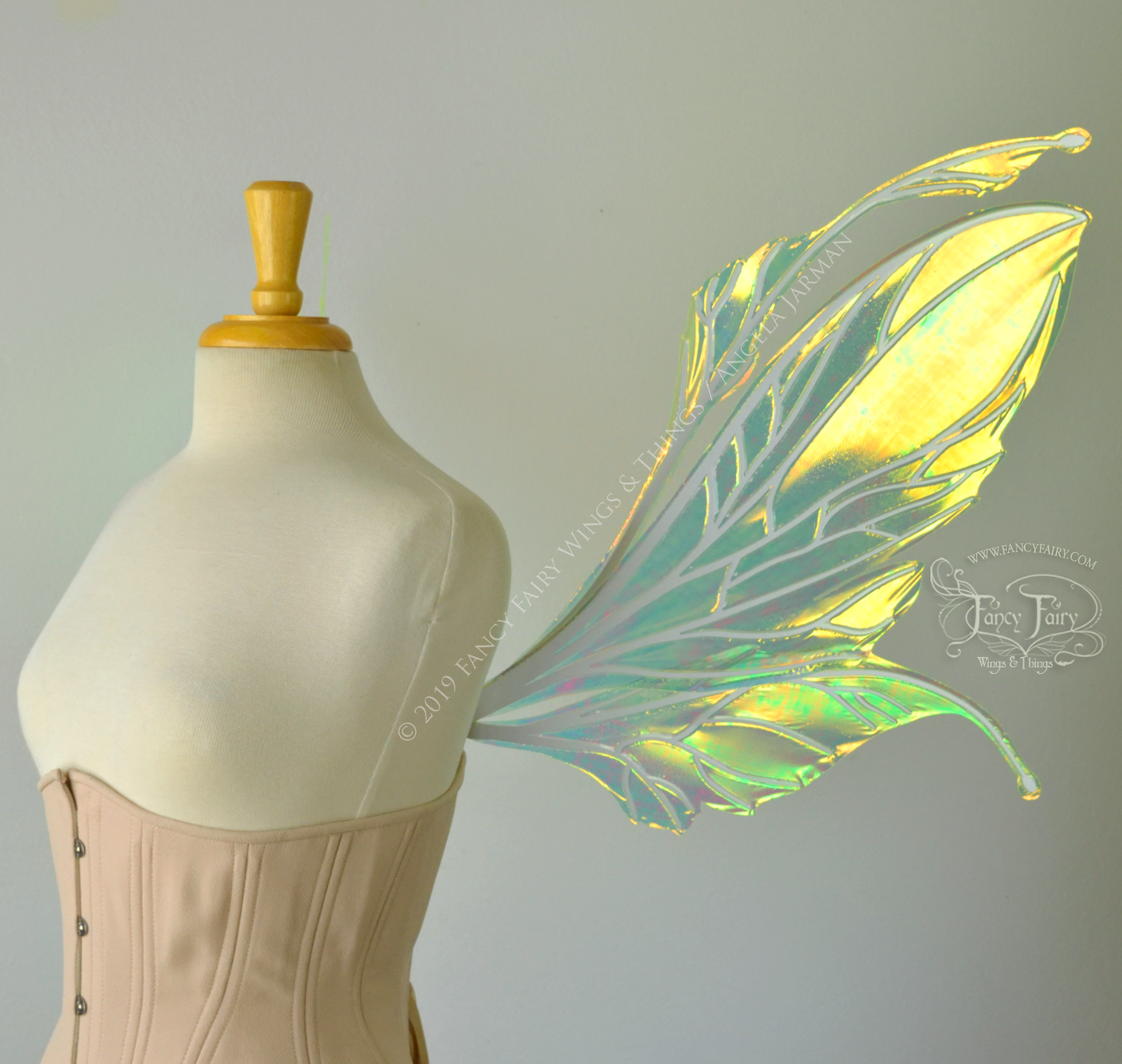 Datura Iridescent Convertible Fairy Wings in Neon Yellow with Pearl veins