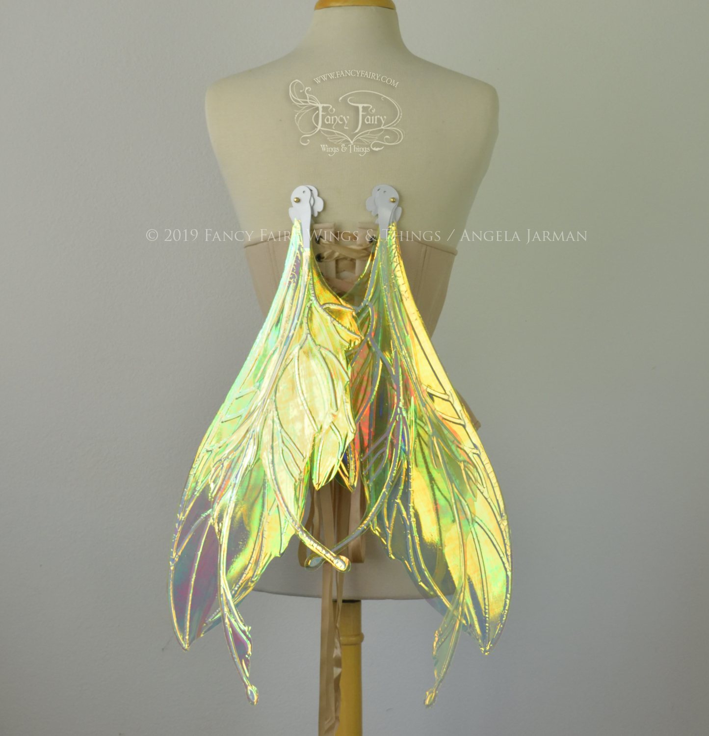 Datura Iridescent Convertible Fairy Wings in Neon Yellow with Pearl veins