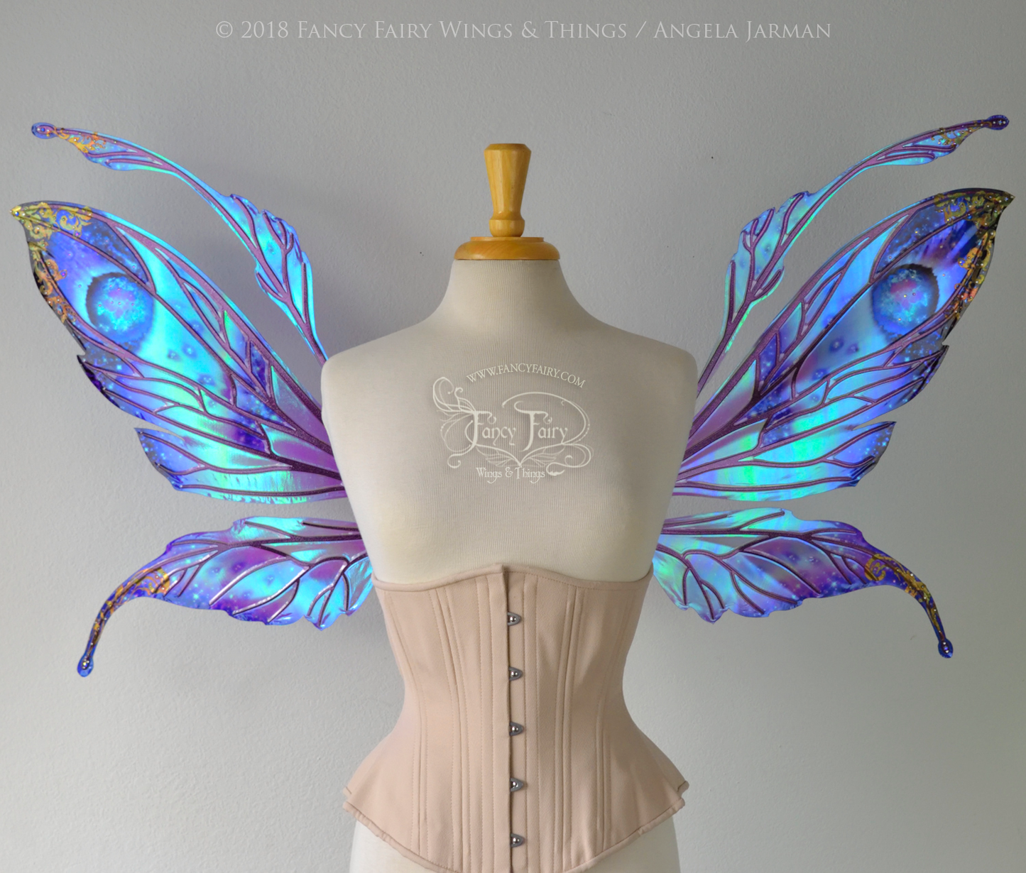 Datura Iridescent Convertible Fairy Wings in Oil Slick Celestial with Chameleon veins & Crystals