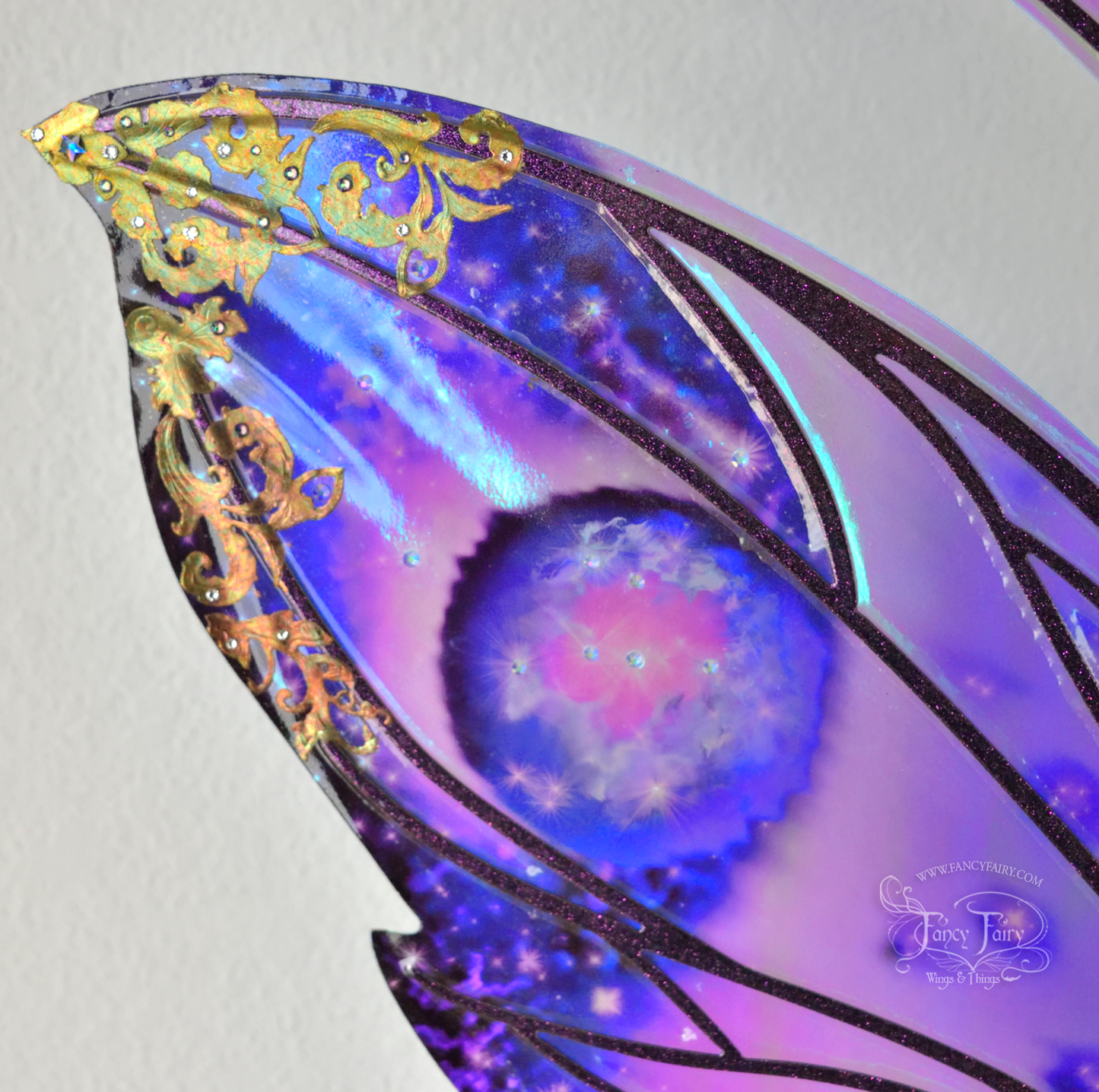 Datura Iridescent Convertible Fairy Wings in Oil Slick Celestial with Chameleon veins & Crystals