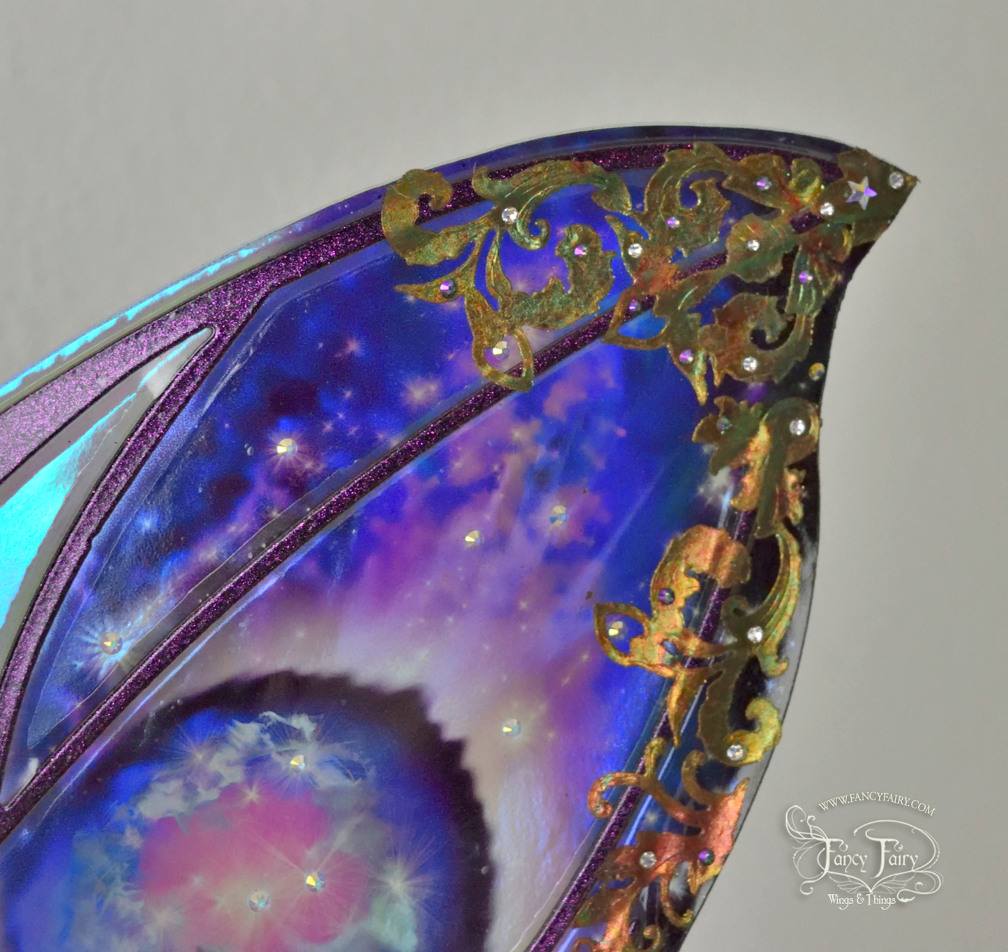 Datura Iridescent Convertible Fairy Wings in Oil Slick Celestial with Chameleon veins & Crystals