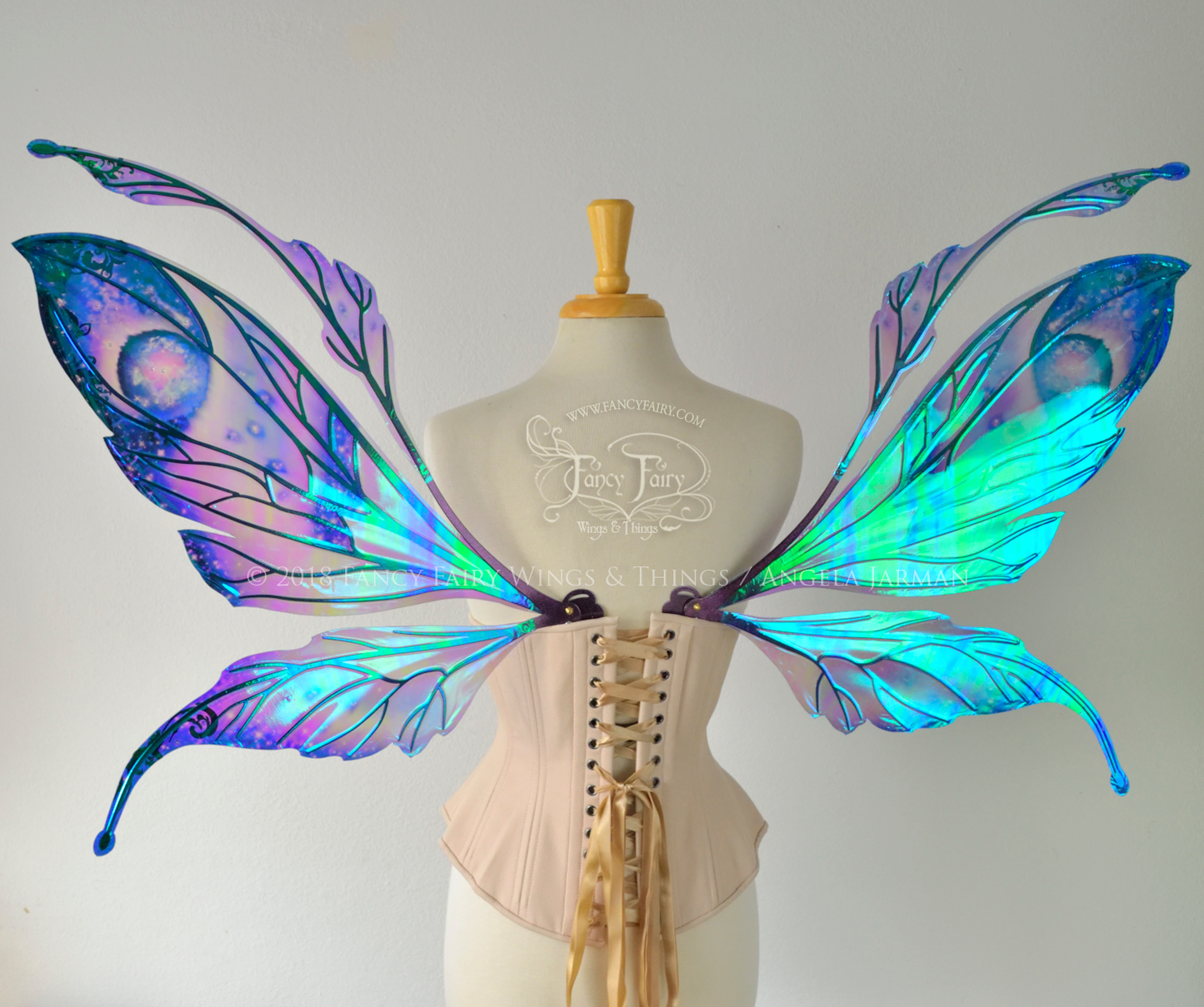 Datura Iridescent Convertible Fairy Wings in Oil Slick Celestial with Chameleon veins & Crystals