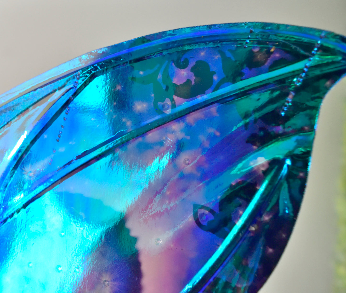 Datura Iridescent Convertible Fairy Wings in Oil Slick Celestial with Chameleon veins & Crystals