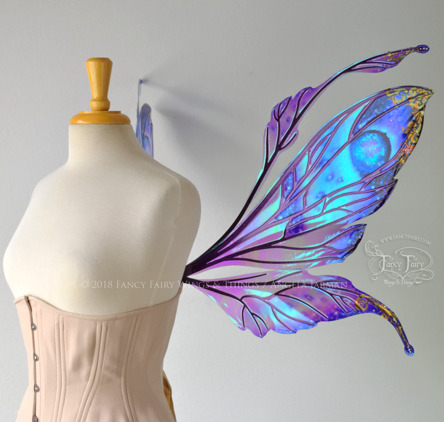 Datura Iridescent Convertible Fairy Wings in Oil Slick Celestial with Chameleon veins & Crystals