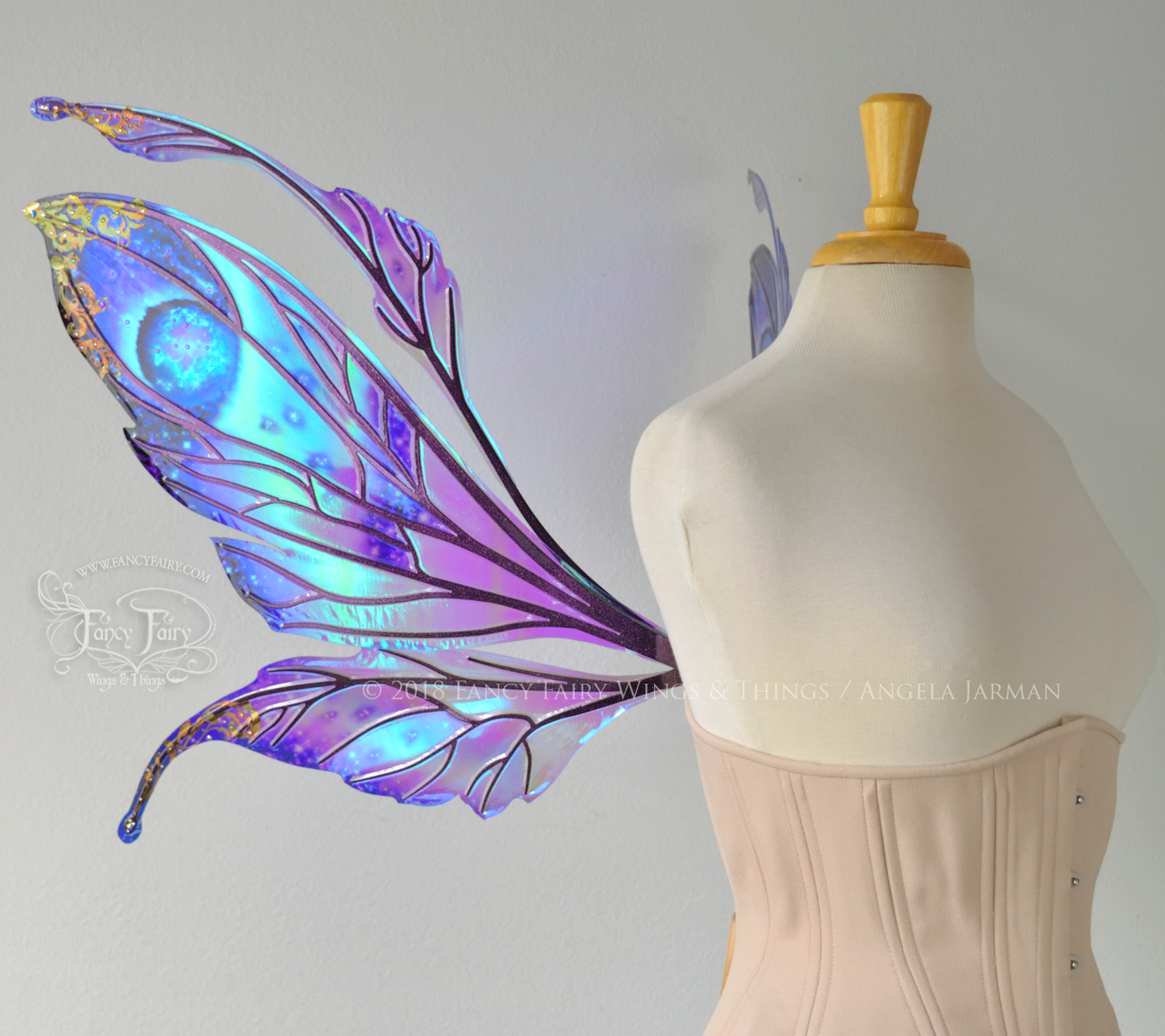 Datura Iridescent Convertible Fairy Wings in Oil Slick Celestial with Chameleon veins & Crystals