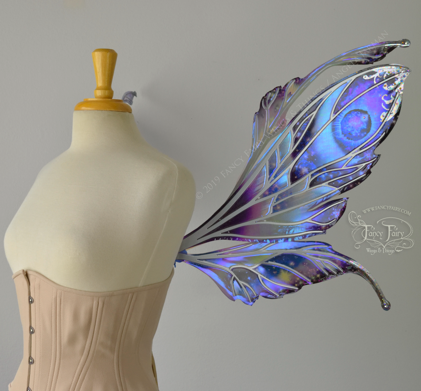 Datura Iridescent Convertible Fairy Wings in Silver Oil Slick Celestial theme