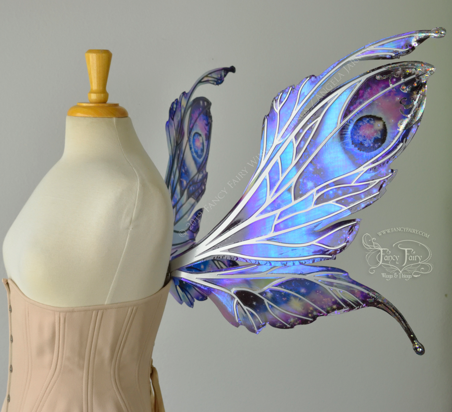 Datura Iridescent Convertible Fairy Wings in Silver Oil Slick Celestial theme