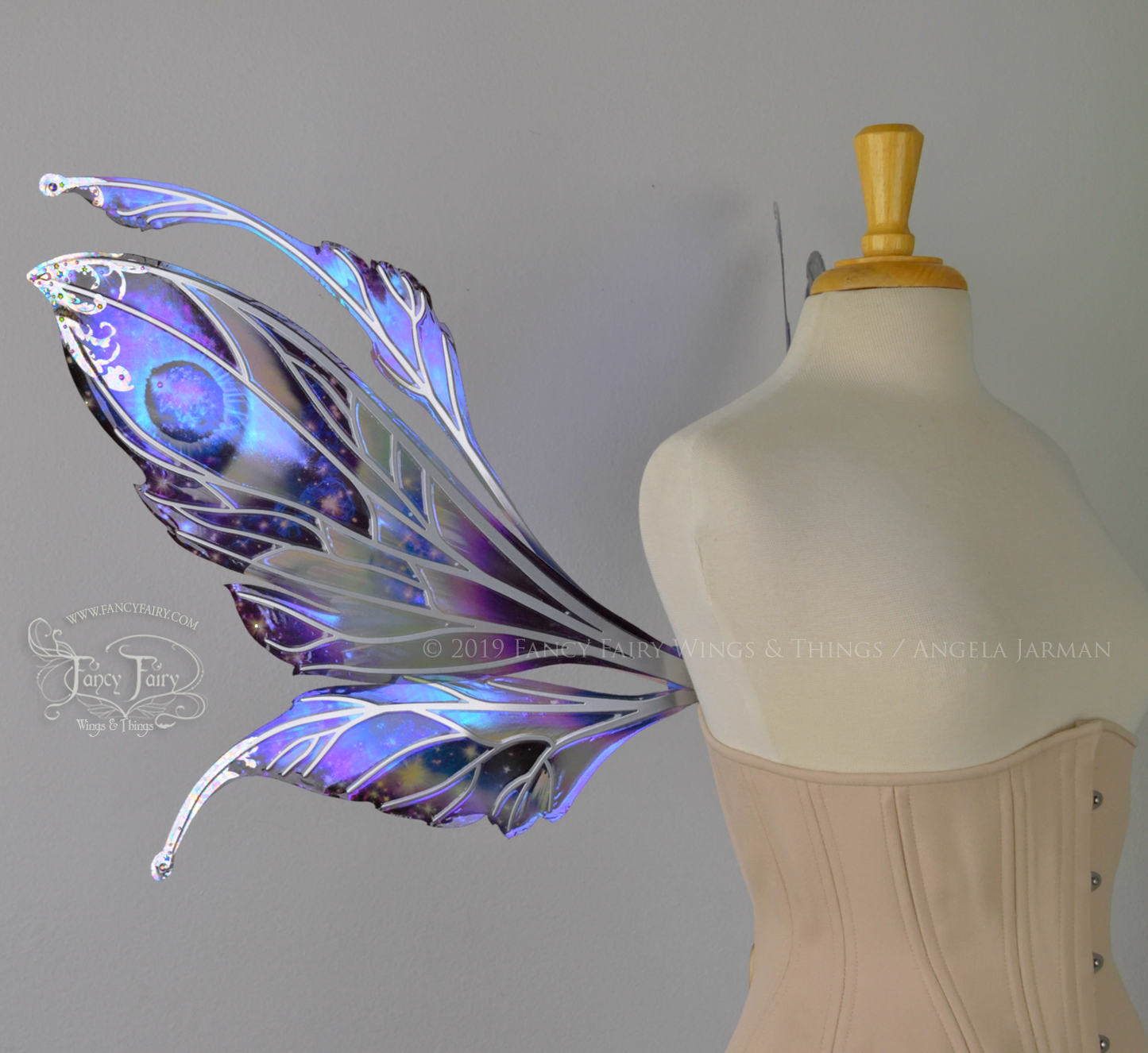 Datura Iridescent Convertible Fairy Wings in Silver Oil Slick Celestial theme