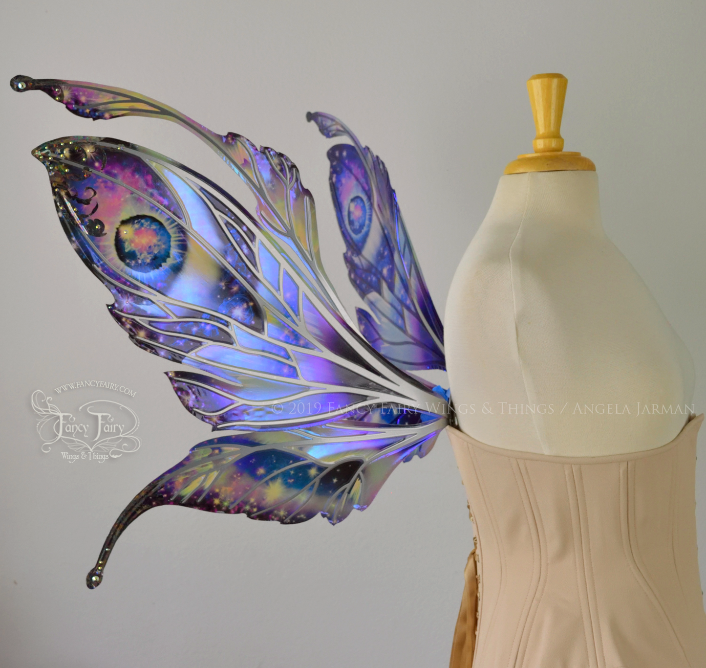 Datura Iridescent Convertible Fairy Wings in Silver Oil Slick Celestial theme