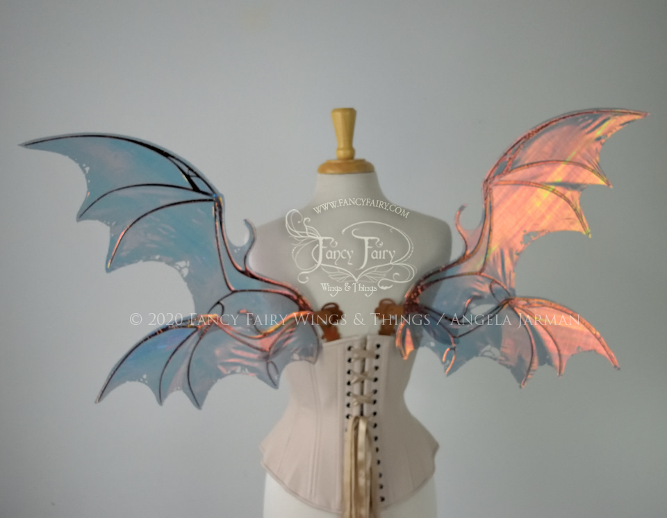 Draconia II Convertible Iridescent Fairy Wings in Poison Apple with Copper Veins