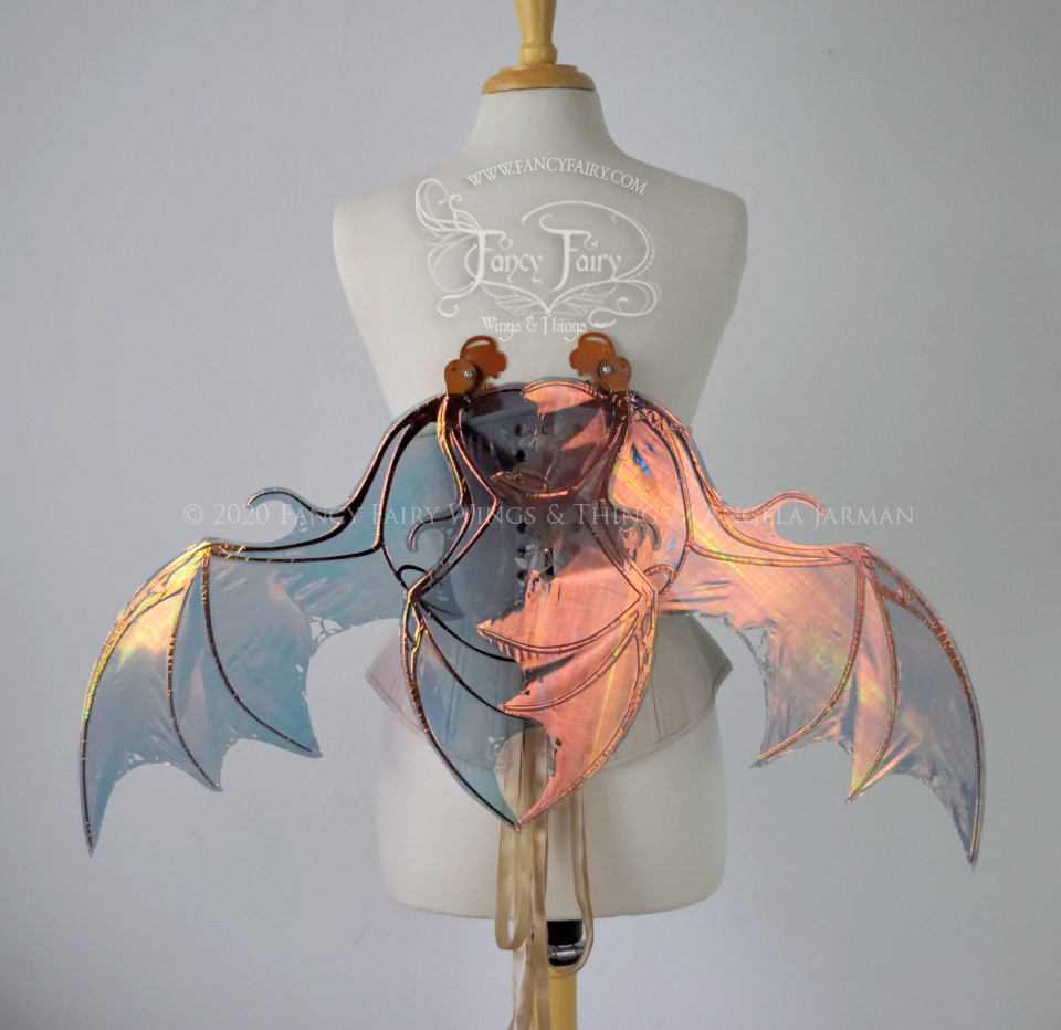 Draconia II Convertible Iridescent Fairy Wings in Poison Apple with Copper Veins