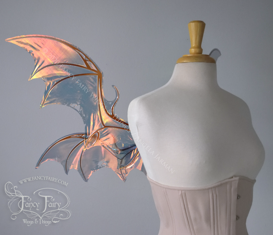 Draconia II Convertible Iridescent Fairy Wings in Poison Apple with Copper Veins