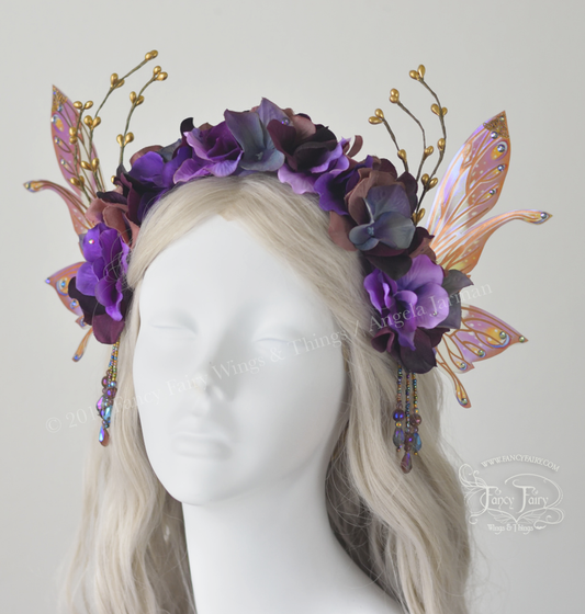 Dusty Plum Flower Fairy Headdress with Salome wings