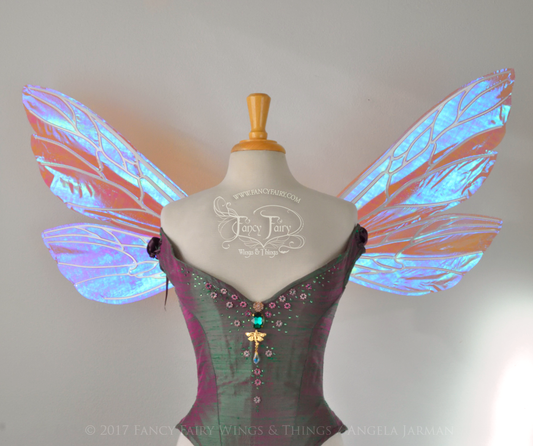 Ellette Iridescent Fairy Wings in Berry with Pearl veins