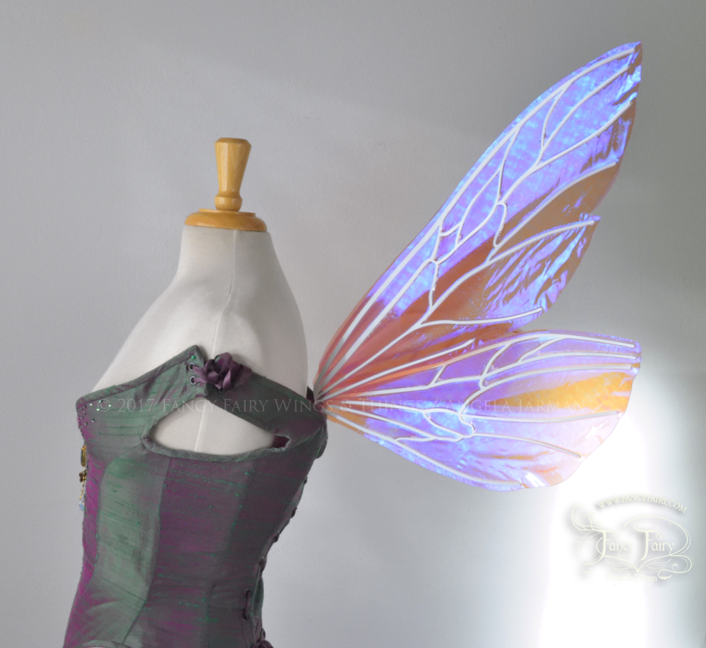 Ellette Iridescent Fairy Wings in Berry with Pearl veins