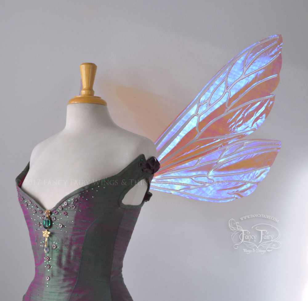 Ellette Iridescent Fairy Wings in Berry with Pearl veins