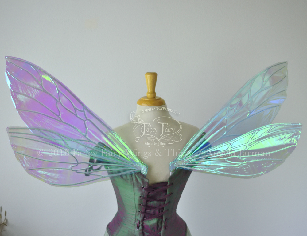 Ellette Iridescent Fairy Wings in Aquamarine with Pearl veins