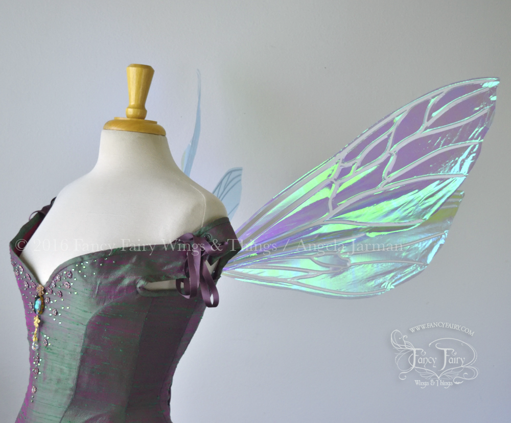 Ellette Iridescent Fairy Wings in Aquamarine with Pearl veins