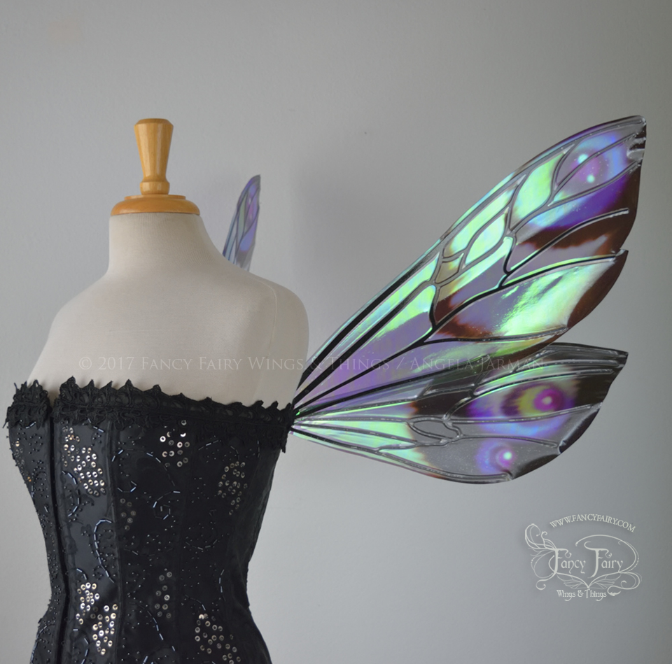 Ellette Painted Iridescent Fairy Wings in Unseelie Blue