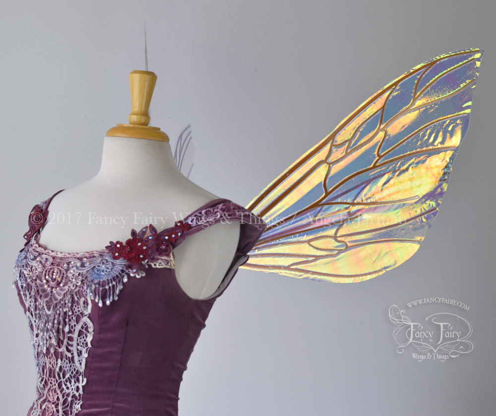 Ellette Iridescent Fairy Wings in Clear Diamond Fire with Copper Veins