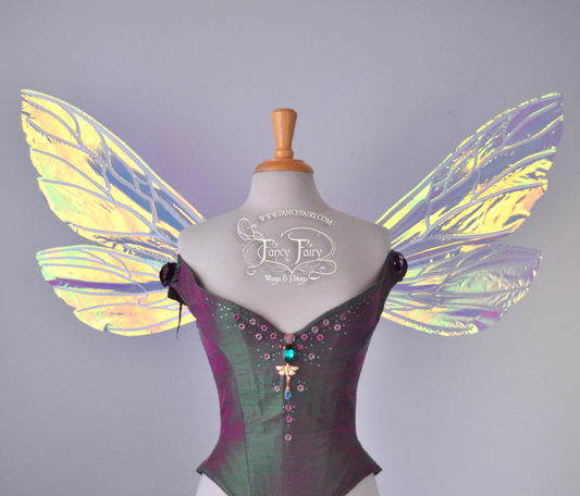 Ellette Iridescent Fairy Wings in Clear Diamond Fire with Pearl veins