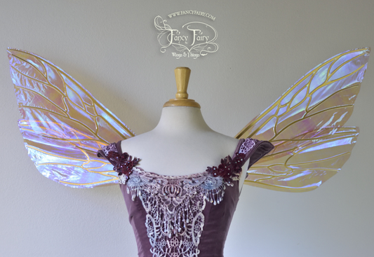 Ellette Iridescent Fairy Wings in Lilac with Gold veins