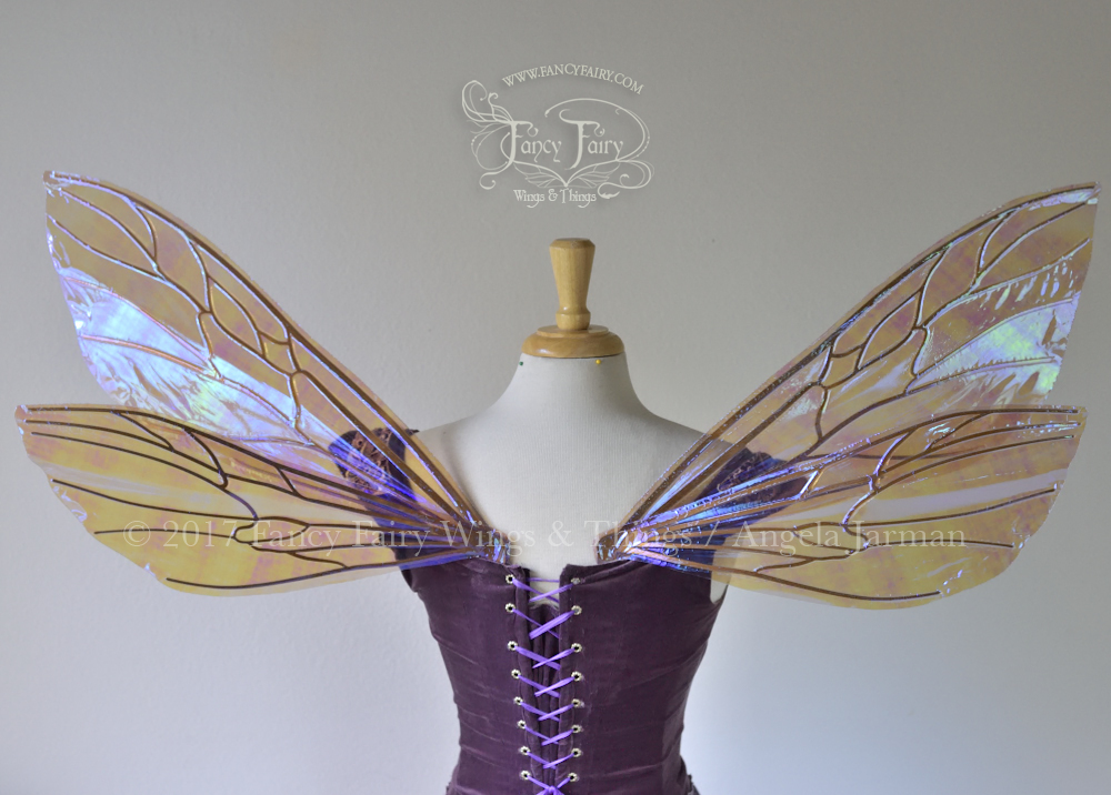 Ellette Iridescent Fairy Wings in Lilac with Gold veins