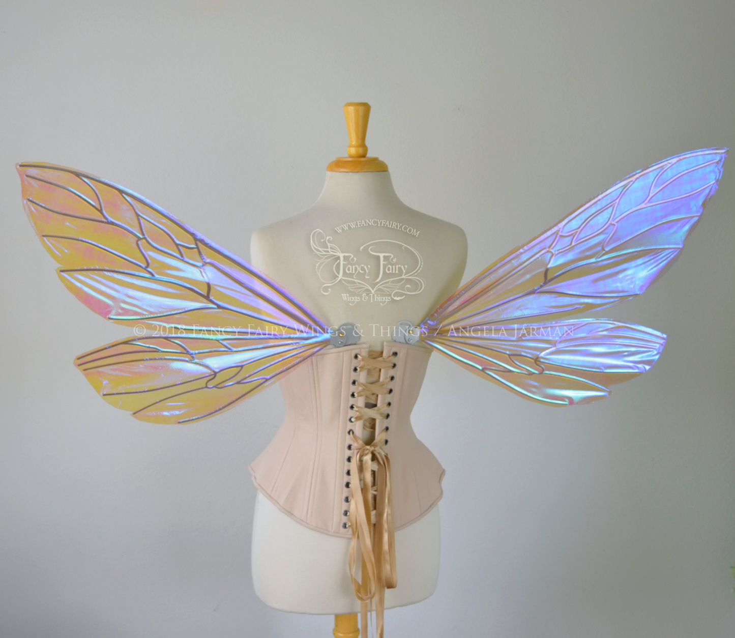 Ellette New Convertible Iridescent Fairy Wings in Lilac with Silver veins