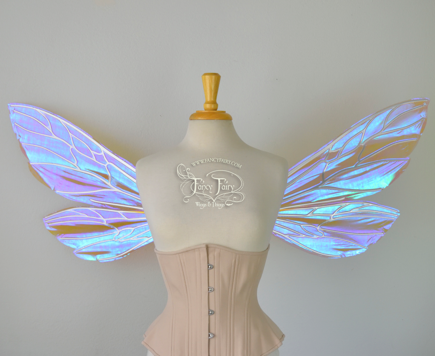 Ellette New Convertible Iridescent Fairy Wings in Lilac with Silver veins