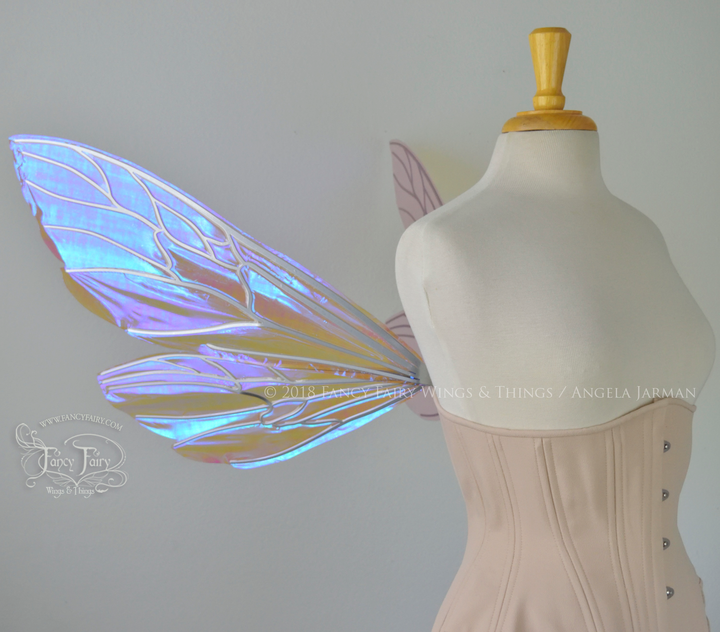 Ellette New Convertible Iridescent Fairy Wings in Lilac with Silver veins