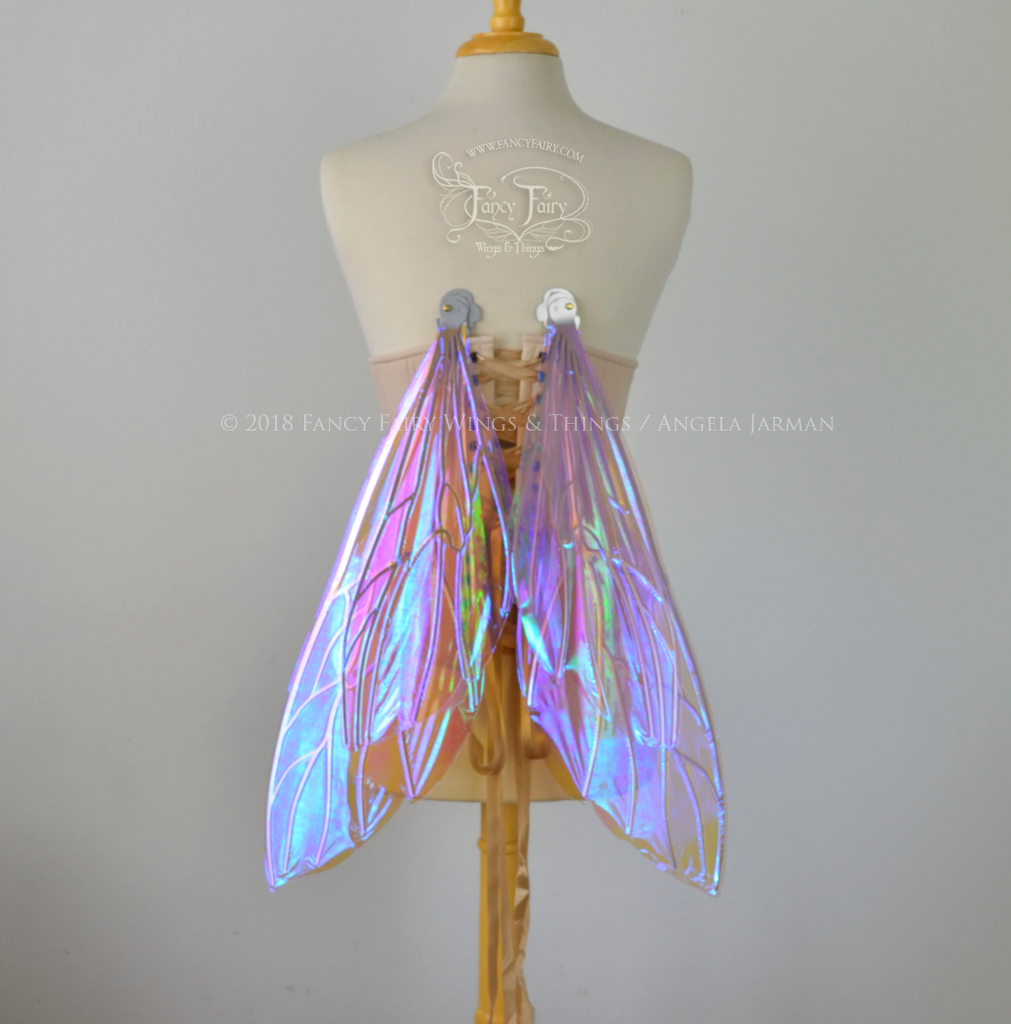 Ellette New Convertible Iridescent Fairy Wings in Lilac with Silver veins