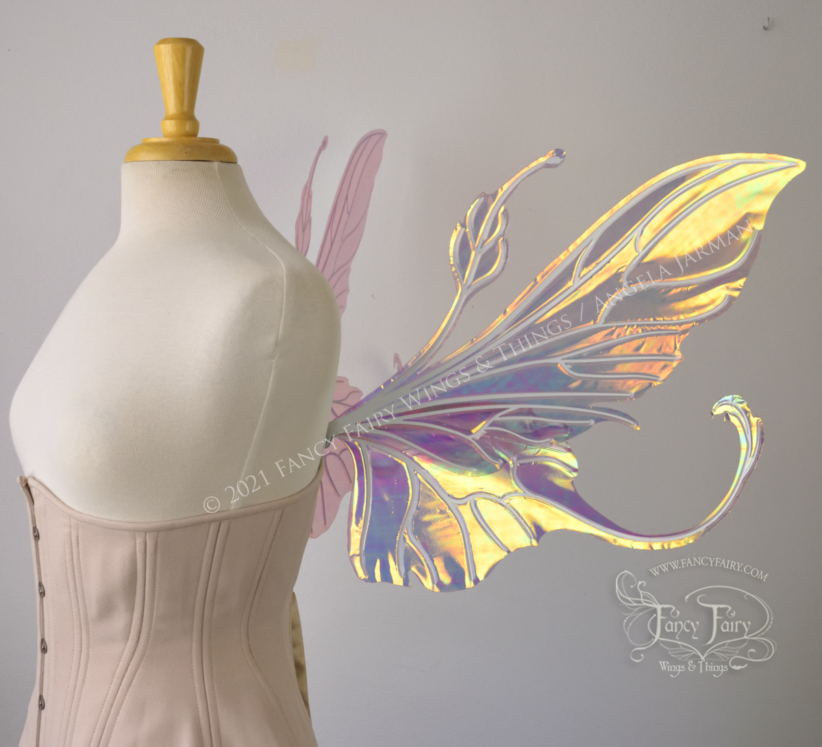 Elvina Iridescent Convertible Fairy Wings MTO in Your Color with Pearl White veins