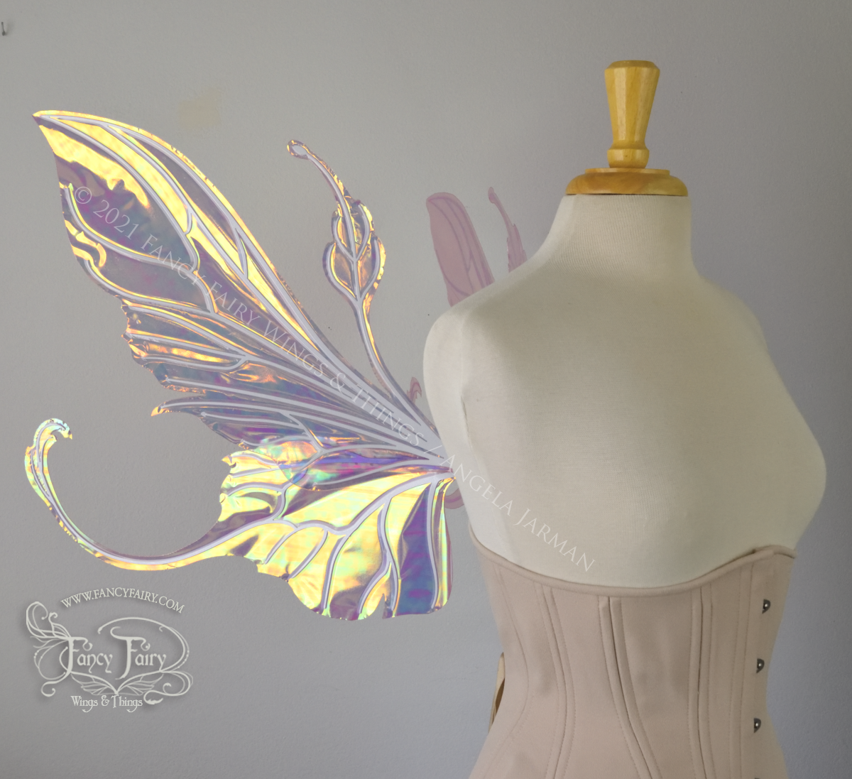Elvina Iridescent Convertible Fairy Wings in Bloom with White veins