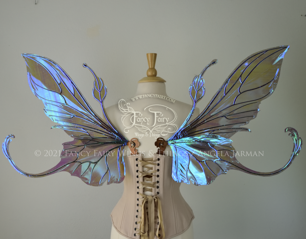 Elvina Iridescent Convertible Fairy Wings in Dark Crystal with Copper veins