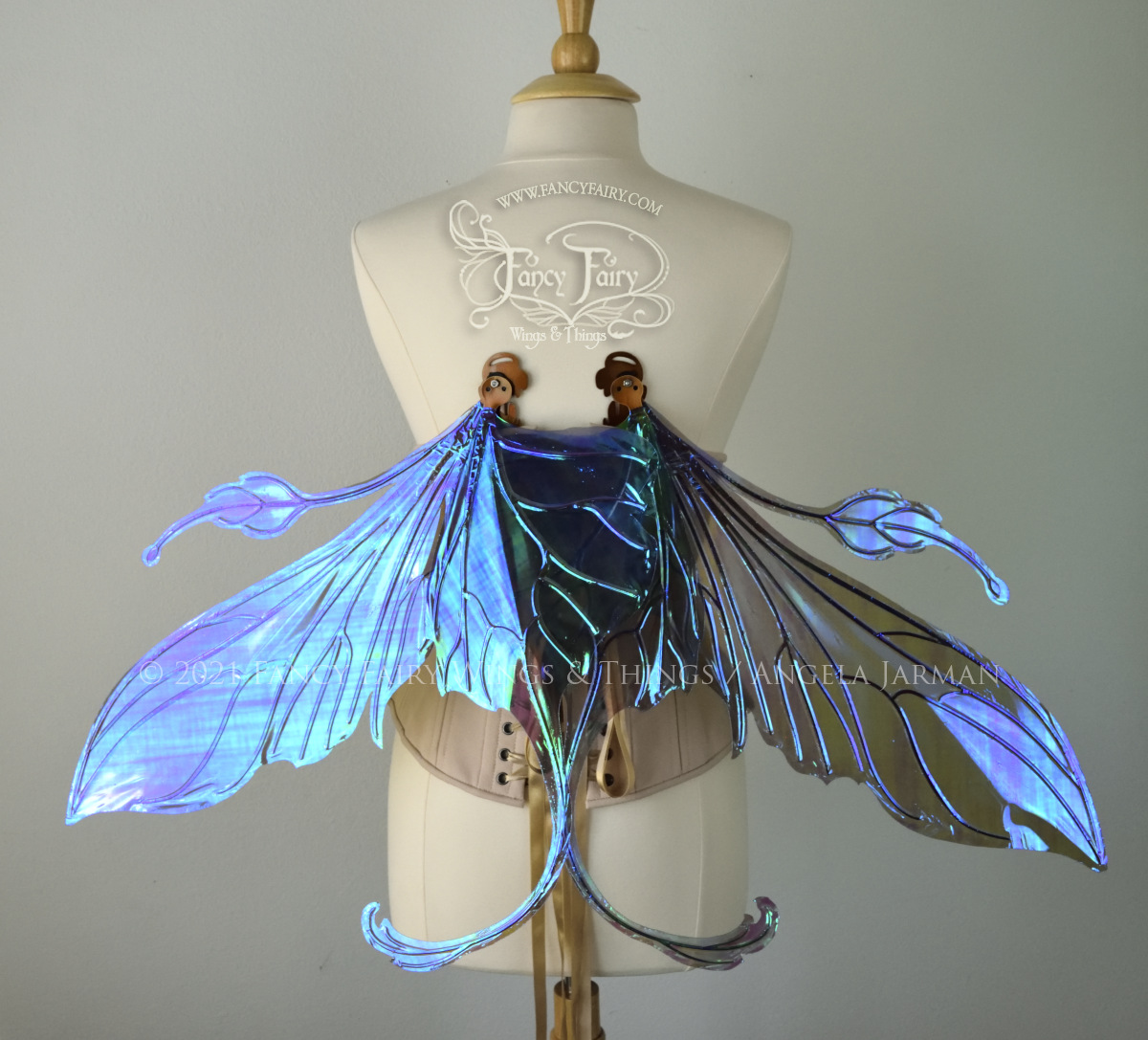 Elvina Iridescent Convertible Fairy Wings in Dark Crystal with Copper veins